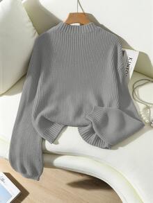SoleilVie Women's Solid Color Casual Daily Long Sleeve Sweater - Grey - View 2