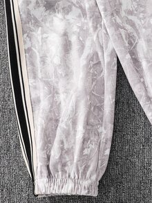 SHEIN 兒童青少年男孩拼色織帶圓領長袖秋季夾克與鬆緊腰長褲2件套 - 彩色 - 查看 3