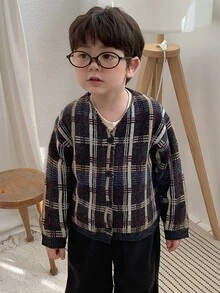 DAZY Infant Boy Plaid Casual Long Sleeve Autumn/Winter Sweater - Brown - View 5