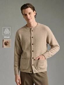 Calmiston Contains Wool Men Cardigans Cardigan Men Fall Clothes For Men Casual Daily Wear Festival Boys Fall/Winter Daily New Pull, Sweaters カーディガン - Khaki - View 4