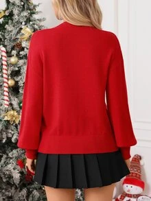 SHEIN Clasi Women's Casual Autumn/Winter Christmas Snowflake & Deer Pattern Crew Neck Long Sleeve Sweater For Daily Wear - Multicolor - View 2
