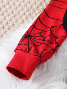 Boys Casual Comfortable Versatile Spider Print Pattern Slim Fit Pajama Set - Multicolor - View 5