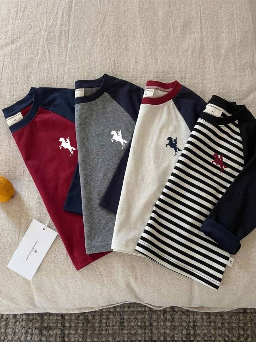 SHEIN 4 PCS Kaos Anak Laki-laki Muda - MultiWarna - View 1