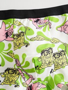 SpongeBob SquarePants | SHEIN 男士卡通印花休閒日常四角內褲 - 彩色 - 查看 5
