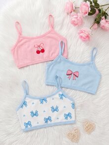 SHEIN Young Girl Cute Cartoon Print Camisole Underwear 3pcs Set - Multicolor - View 5