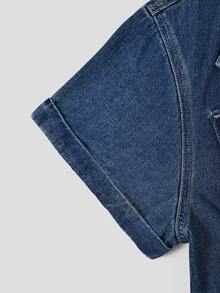 GlowEve CURVE Plus Size Button Lapel Pocket Denim Overalls - Medium Wash - View 6