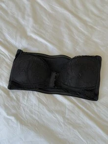 DAZY Lace Patchwork Padded Bra With Slight Lift, Strapless Bra Underwear For Women - Black - View 10