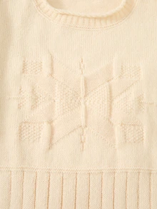 Tween Girl Autumn/Winter Fashion Five-Pointed Star Pattern Jacquard Khaki Knit Sweater Long Sleeve Shirt - Beige - View 6