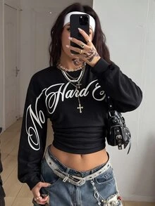Coolane 女款抓皺腰長袖字母印花運動衫 - 彩色 - 查看 4