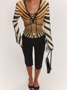 SHEIN BAE Women's Colorblock Casual Daily Long Sleeve Top - Multicolor - View 4