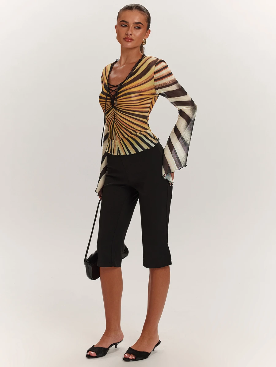 SHEIN BAE Women's Colorblock Casual Daily Long Sleeve Top - Multicolor - View 1