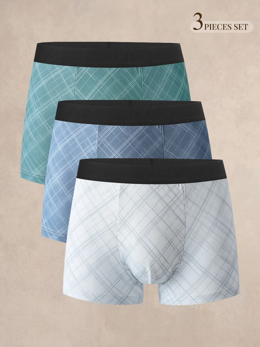 EverLounge Men's Geometric Pattern Boxer Briefs (3pcs Set) - Multicolor - View 1