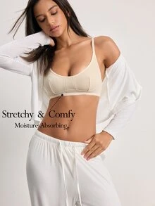 Ocili Women's Comfortable Minimalist Basic Home Bra - White - View 1