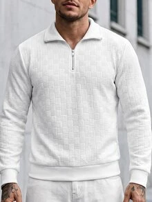 Manfinity CasualCool Men's Solid Color Casual Versatile Daily Wear Pullover Sweatshirt - White - View 6