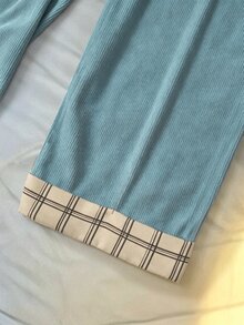 Franclia 大尺碼女款休閒日常旅行長褲，附口袋，秋季款 - 藍色 - 查看 4