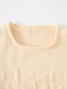 Tween Girl Autumn/Winter Fashion Five-Pointed Star Pattern Jacquard Khaki Knit Sweater Long Sleeve Shirt - Beige - View 4