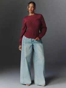 NYA SZN Knit Top Long Sleeve Sweater Elegant Holiday Festival Special Occasion Everyday Casual Work Concert Going Out Club Cozy Chic Party Red Fall Winter - Red - View 4