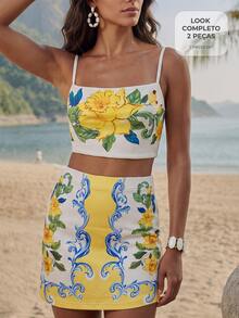 CAJUNI Paisley Daffodil Top And Skirt Coord - Yellow - View 9