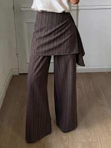 Dazy Tall Women's Casual Patchwork Loose Straight Leg Pants - Brown - View 6