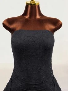 Mistrie Women's Lace Ribbon Sexy Slim Fit Bodycon Short Dress - Black - View 9