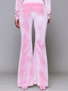 MUSERA Velour Elasticated Drawstring Waist Low Rise Coord Jogger Bottoms Autumn Fall Winter Daily Back To School Pink Pony - Pink - View 4
