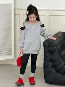 Dazy Kids Tween Girl Cold Shoulder Long Sleeve Loose Casual Sweatshirt - Dark Grey - View 6