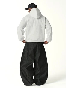 STYNVO Men's Patchwork Embroidered Pocket Long Sleeve Hoodie - White - View 3