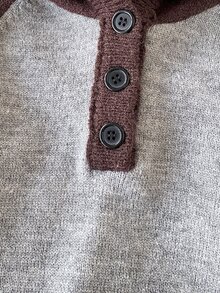 Young Boy Two Tone Raglan Sleeve Half Button Placket Hooded Sweater - Grey - View 4