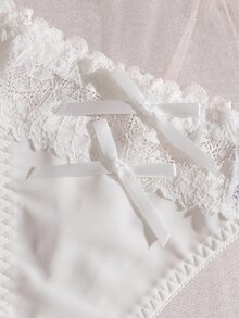 Crystal Vow Dam Trosa med romantisk spets och patchwork, 1 st - Vitt - Visa 4