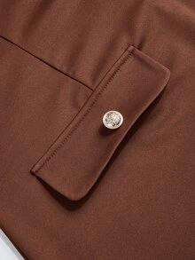 Poshavie Poshavie Plus Size Women's Minimalist Casual Elegant Dress, Comfortable Elastic Fabric Versatile Classic, Suitable For Commute Office Formal Brown Autumn - Brown - View 8