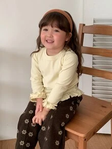 DAZY Infant Girls Round Neck Long Sleeve Casual Top - Beige - View 9