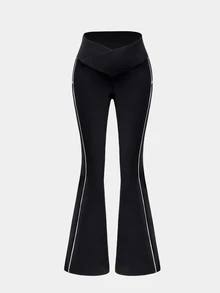 SHEIN Velisys Women's Colorblock Casual Daily Travel Sports Long Pants - Black and White - View 6