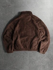 STYNVO 男士十字拼接刺繡拉鍊口袋夾克 - 棕色 - 查看 2