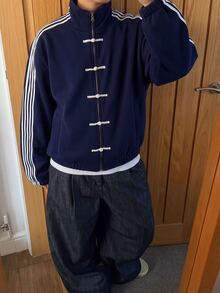 SWAVVY Men's Colorblock Casual Daily Wear Long Sleeve Jacket - Navy Blue - View 7