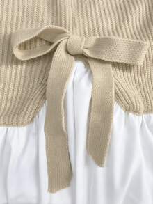 Trelyra Women's Colorblock Pleated Casual Everyday Knit Dress - Apricot - View 7