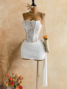 Soleia Spicy OutfitStrapless Set, Stylish And Versatile For Evening Events - White - View 4