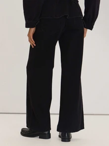 MUSEYN Black Denim Mid Rise Wide Leg Back Buckle Detail Jeans Versatile Everyday Casual Fall - Black - View 4