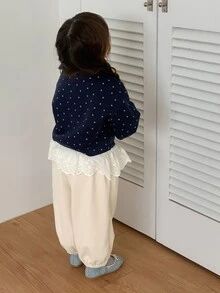 DAZY Infant/Toddler (Girl) Casual Loose Fit Korean Style Solid Color Bottoms - White - View 2