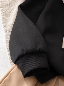 SHEIN Elladie kids 女童 2 件組春夏/秋冬套裝，長袖水手領衛衣 + 百褶裙套裝，馬刺繡，學院風，學校 7 歲生日制服 - 卡其色 - 查看 8