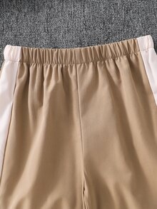 SHEIN 大童男孩對比側縫落肩袖拉鍊夾克與慢跑運動長褲套裝 - 彩色 - 查看 4