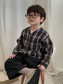 DAZY Infant Boy Plaid Casual Long Sleeve Autumn/Winter Sweater - Brown - View 1