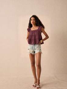 Muvela Women's Striped Pleated Casual Daily Wear Blouse - Burgundy - View 4
