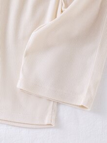 SHEIN Vintaside Kids 3件組幼女寬腿褲 可愛甜美 粉色/灰色/奶油色 羅紋蝴蝶結前綴 高腰 輕便 度假派對 夏季婚禮賓客 假期芭蕾 純色 - 彩色 - 查看 7