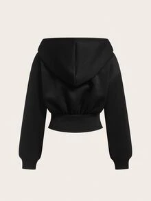 Coolane Street Punk Casual V-Neck Waist-Cinching Zipper Hooded Sweatshirt For Women Suitable For Autumn/Winter - Black - View 3