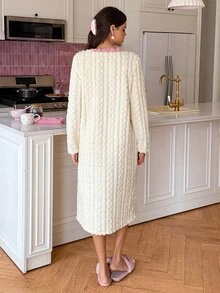 SweetSlumber Women's Bow Plush Long Nightgown - White - View 2