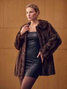 MOTF PREMIUM PLUS SIZE FAUX MINK FUR COAT - Brown - View 5