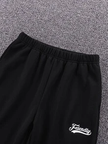 SHEIN 6件組兒童青少年男孩休閒日常百搭舒適印花圖案連帽套頭鬆款衛衣＋收口鬆顯長褲針織兩件套，加絨加厚衛衣套裝 - 彩色 - 查看 7
