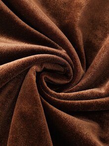 LUMIGAL Velvet Asymmetrical Shoulder Long Sleeve Women Casual Shirt + Velvet Elastic Waist Wide Leg Pants Two Pieces Set - Coffee Brown - View 7