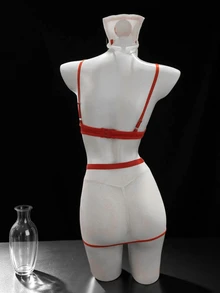 Dansine Sexy Red & White Nurse Cosplay Lingerie Set, 2-Piece - Red - View 2