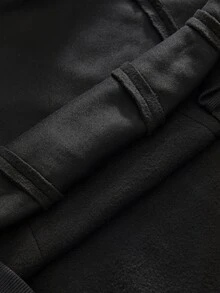 EASEVO Men's Casual Vacation Sports College Outdoor Patchwork Reverse Bone Hooded Sweatshirt Halloween Winter Party Autumn - Black - View 5